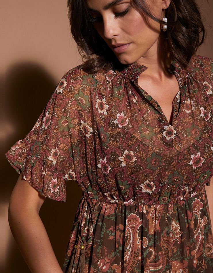 Robe longue voile imprimé (chocolat) Robe longue voile imprimé (chocolat)