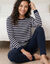 Pyjama molleton ray&eacute; avec legging  (marine / &eacute;cru)