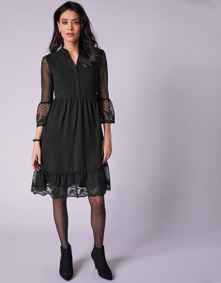 Robe dentelle manches 3/4 (noir) Robe dentelle manches 3/4 (noir)