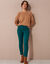 Pantalon 7/8ème fuselé stretch uni (vert sapin)