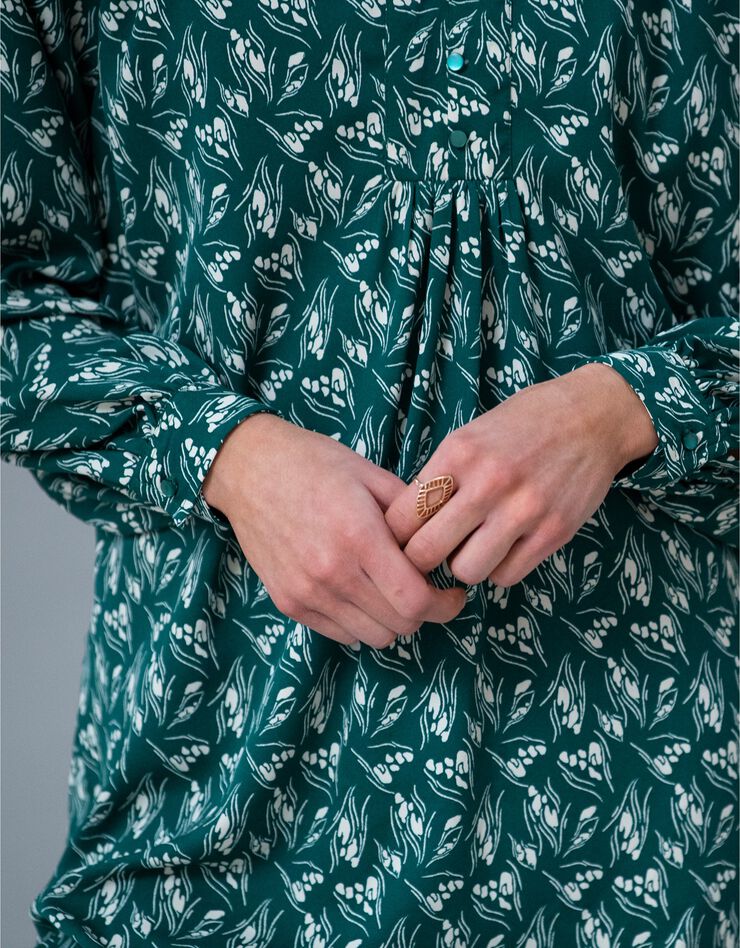 Robe forme housse volantée, imprimé bicolore en polyester recyclé(1) (vert / beige)
