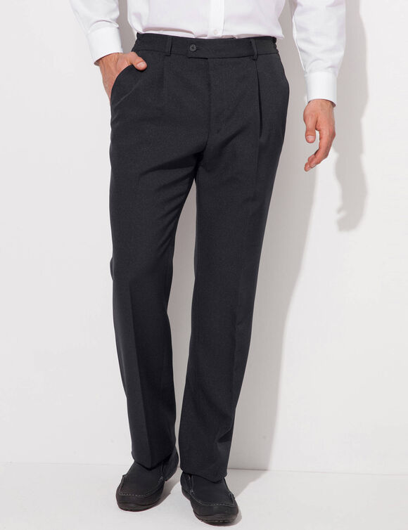 Pantalon ville à pinces élastiqué côtés - polylaine (gris anthracite)