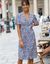 Robe boutonnée imprimée (parme / bleu)