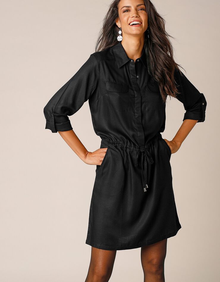 Robe chemise unie (noir) Robe chemise unie (noir)