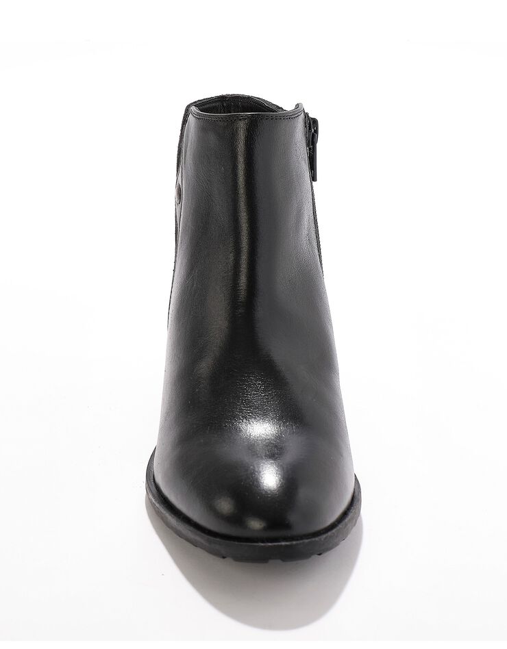 Boots cuir bi-matière détail rivet (noir)