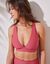 Haut de maillot de bain forme foulard maille nid d'abeille Vilorio - sans armatures (rose foncé)