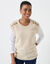 Pull sans manches, épaules boutonnées (beige chiné)