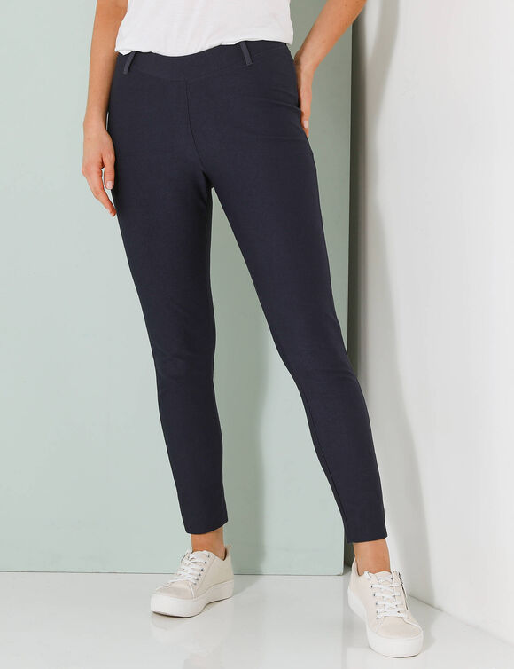 Pantalon maille confort, taille élastiquée (marine)