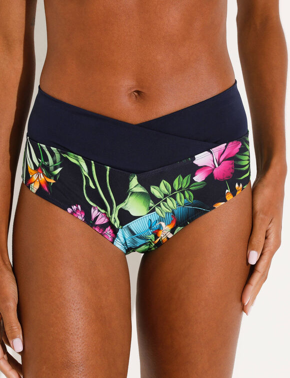 Culotte de bain taille haute Banna (marine / multicolore)