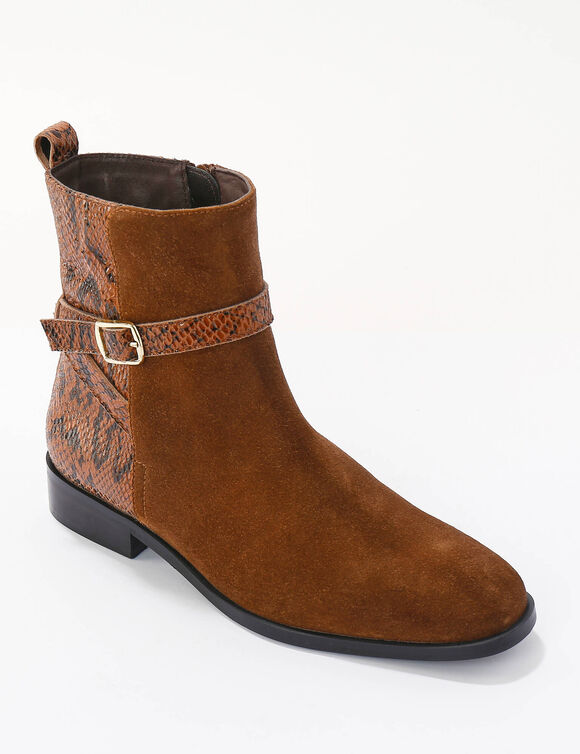 Boots cuir bi-mati&egrave;re. (caramel)