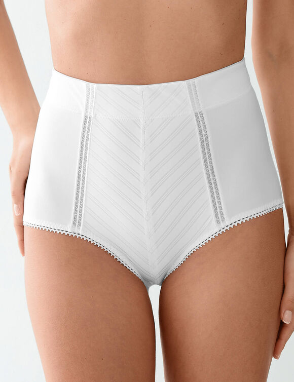 Gaine affinante maille satinée et tulle jacquard - maintien intense (blanc)