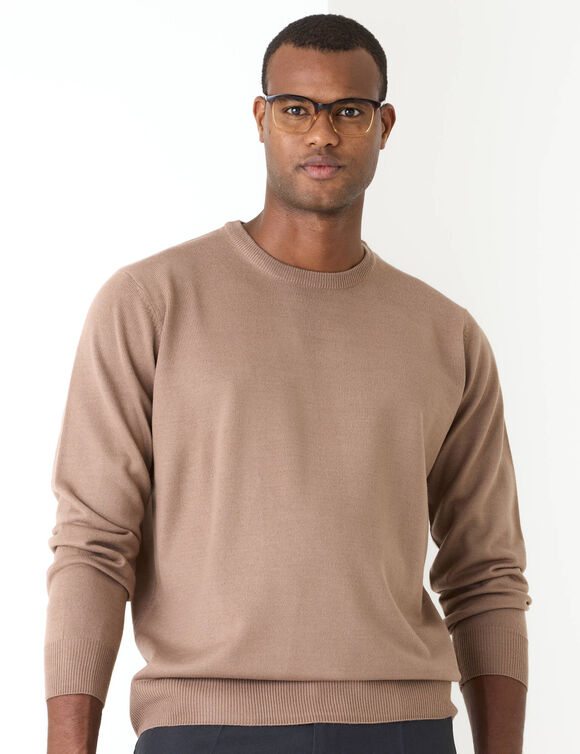 Pull uni col rond (marron glac&eacute;)