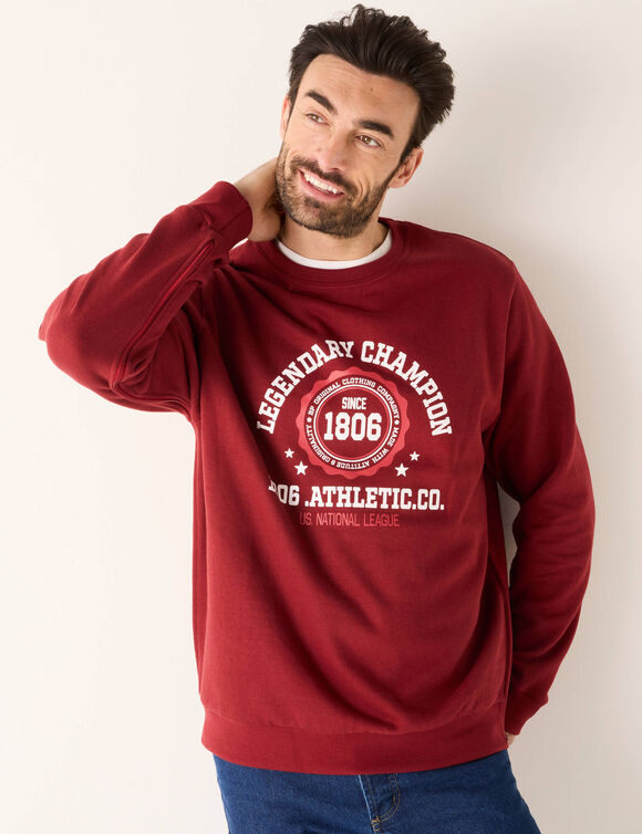 Sweat col rond facile à enfiler zippé côtés (rouge)