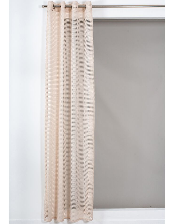Rideau panneau brodé effet cannage  (beige)
