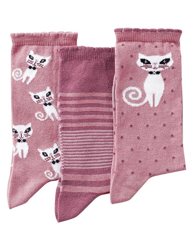 Chaussette fantaisie - lot de 3 paires (lot rose)