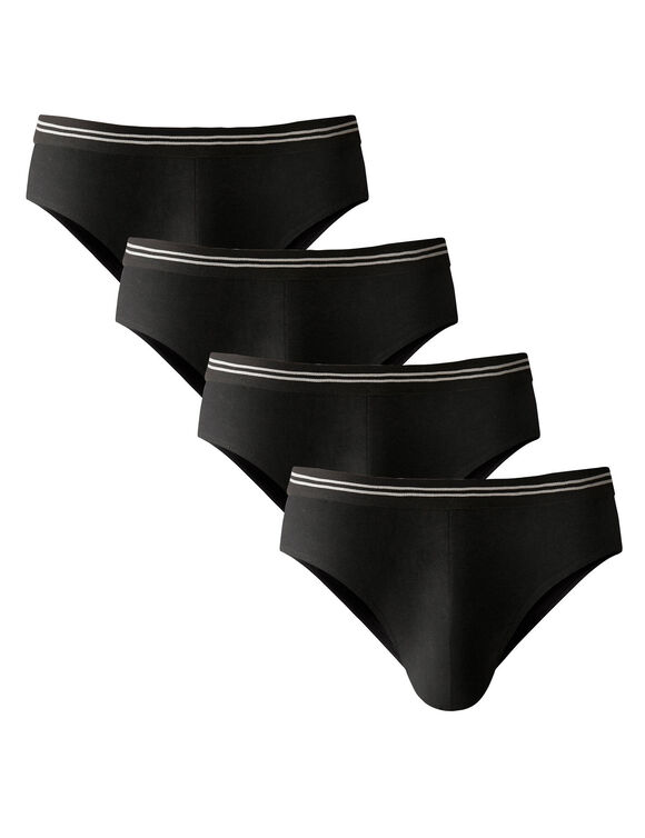 Slip uni noir ceinture ray&eacute;e - lot de 4 (noir)
