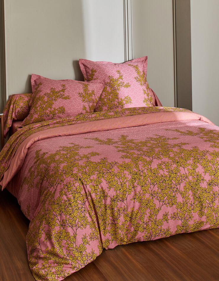 Linge de lit Coralie en percale de coton (bois de rose)
