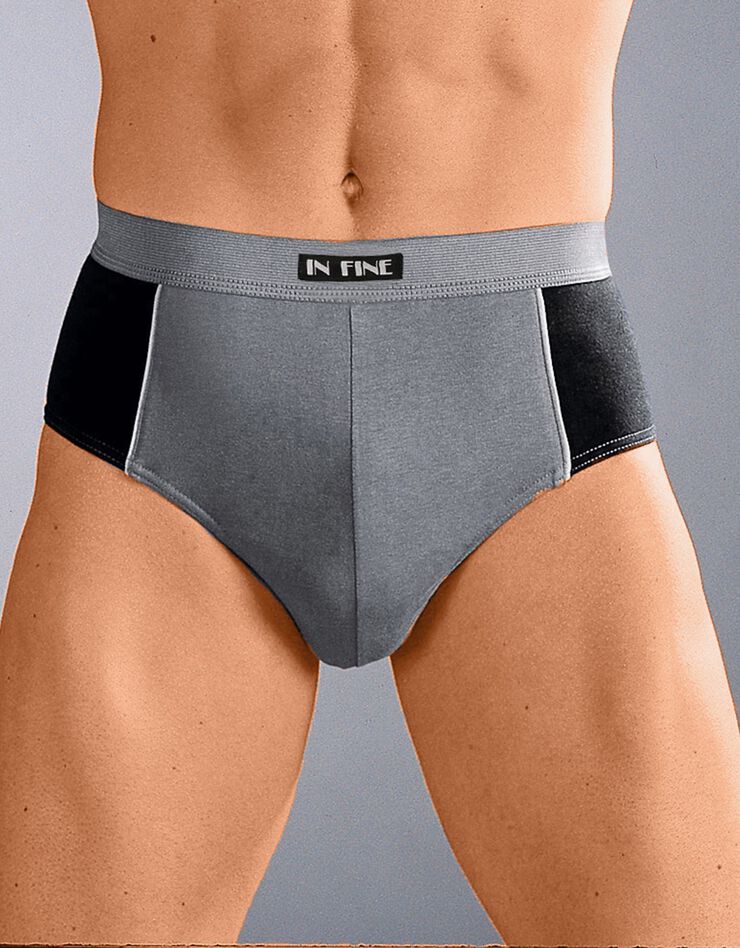Slip fermé bicolore, taille haute - lot de 4 (gris / noir) Slip fermé bicolore, taille haute - lot de 4 (gris / noir)