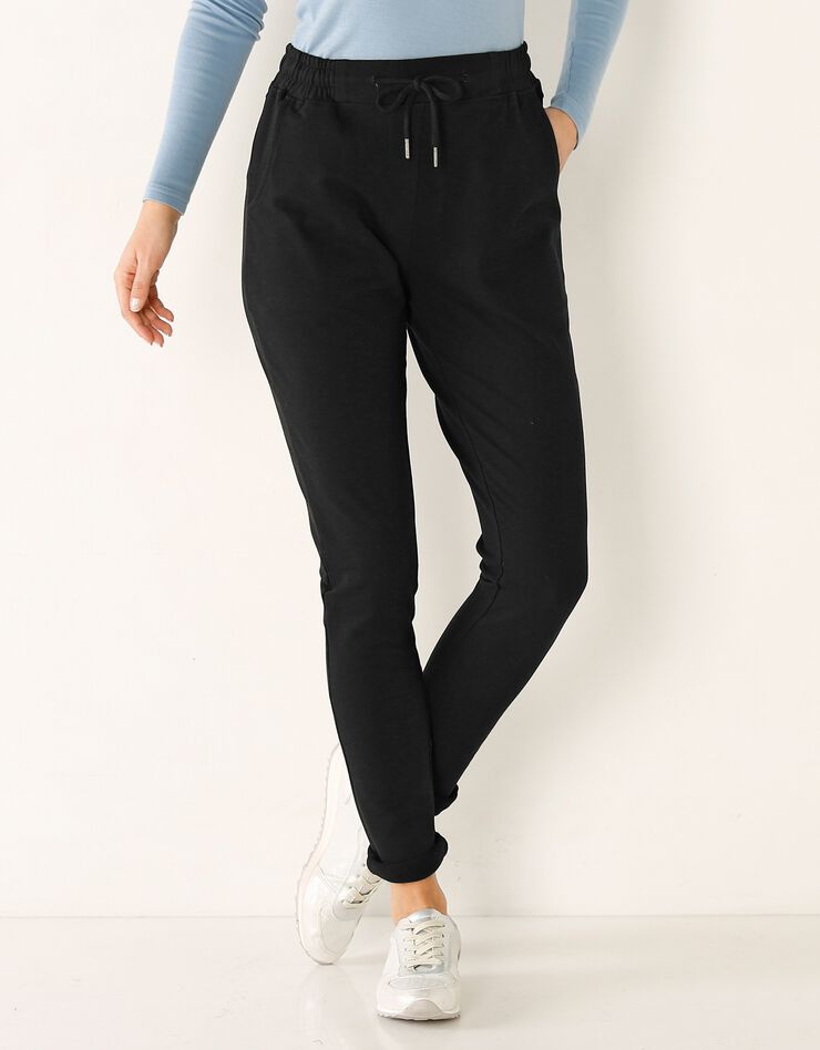 Pantalon jogpant ceinture élastiquée molleton (noir) Pantalon jogpant ceinture élastiquée molleton (noir)