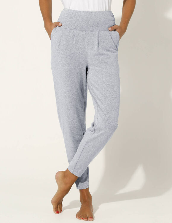 Pantalon de yoga en maille, coupe ultra confort (gris chiné)