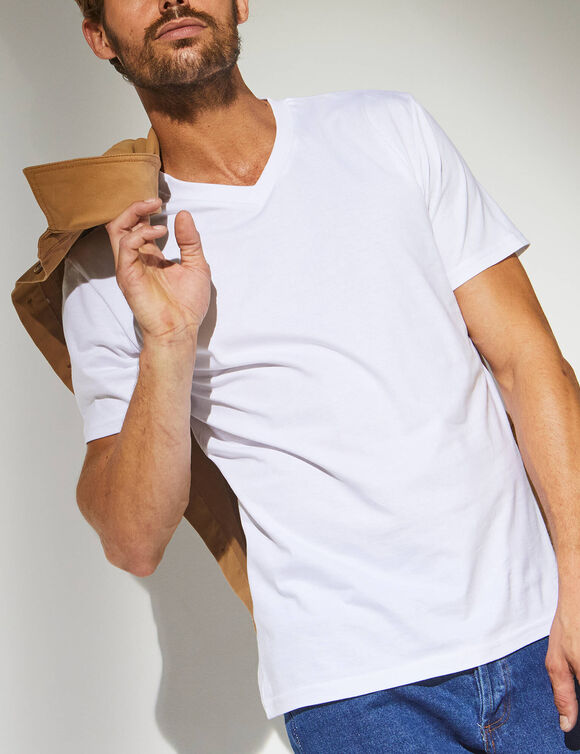 Tee-shirt col V manches courtes (blanc)