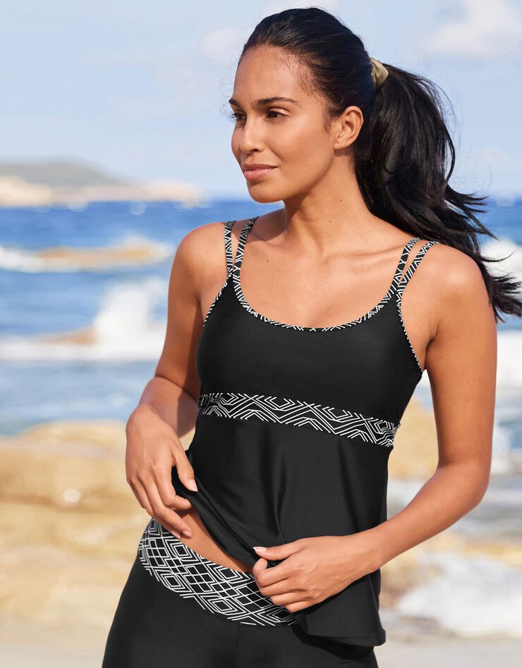 Haut tankini sport imprimé et uni Siddi (noir) Haut tankini sport imprimé et uni Siddi (noir)