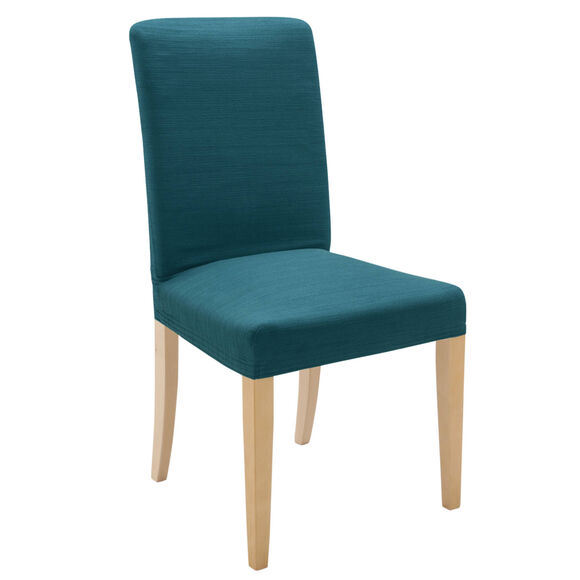 Housse chaise unie extensible - housse intégrale ou assise seule (bleu canard)