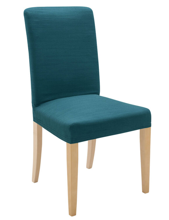 Housse chaise unie extensible - housse intégrale ou assise seule (bleu canard)