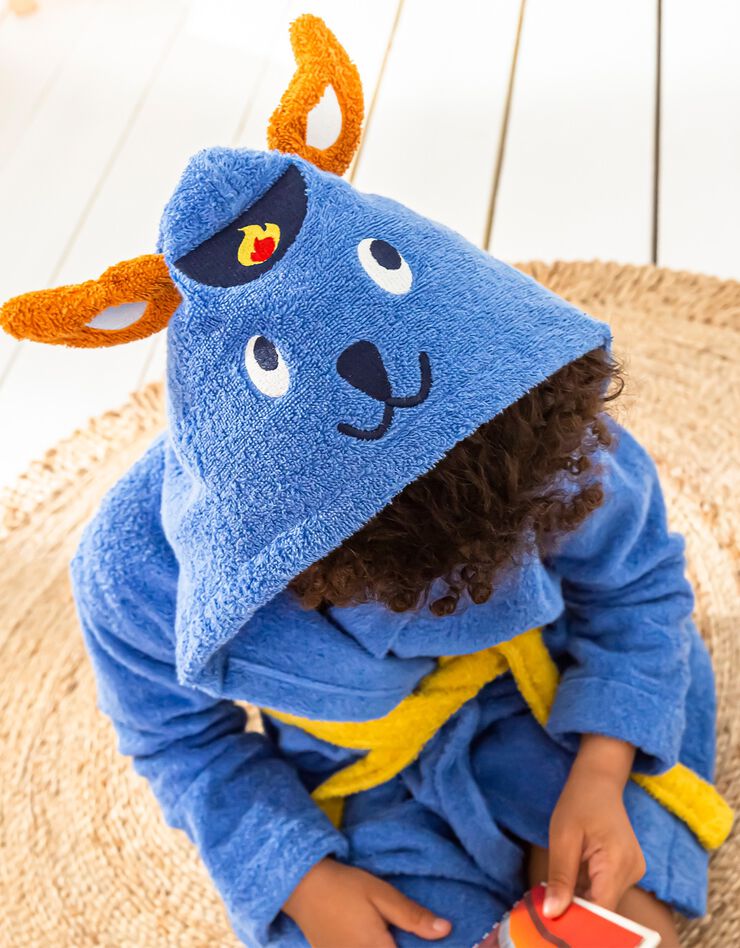 Peignoir de bain enfant Pin-pon à capuche éponge coton - 380g/m2 (bleu dur)