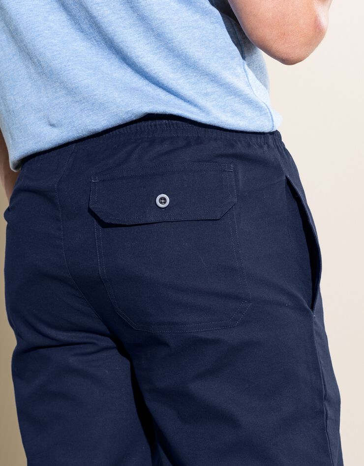 Pantalon toile taille élastiquée (marine)