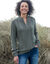 Pull col montant zipp&eacute;, maille torsad&eacute;e (kaki)