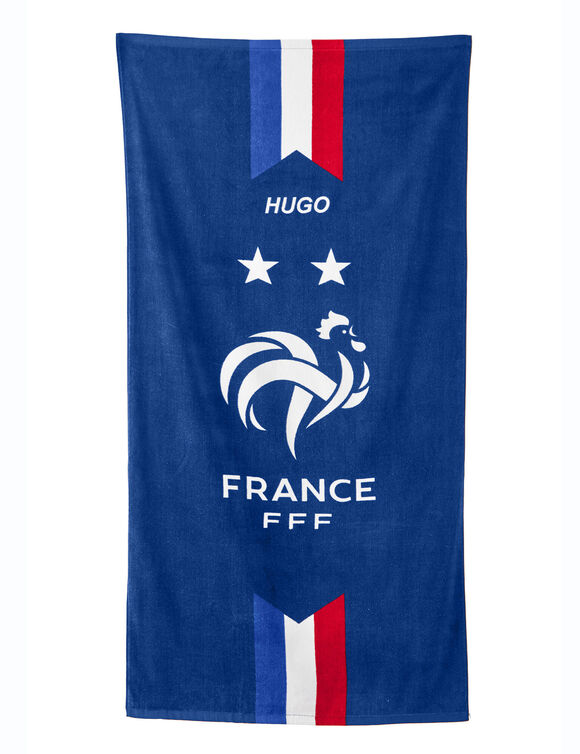 Drap de bain enfant FFF® personnalisable, éponge et velours coton - 320g/m2 (bleu)