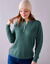Pull col tunisien, maille anglaise toucher doux (vert sauge)