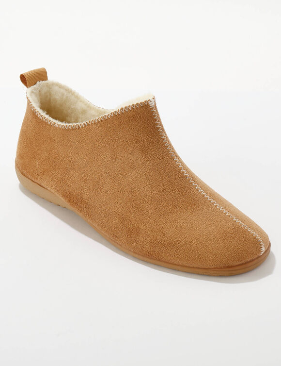 Chaussons bottillons fourr&eacute;s, su&eacute;dine (beige fonc&eacute;)