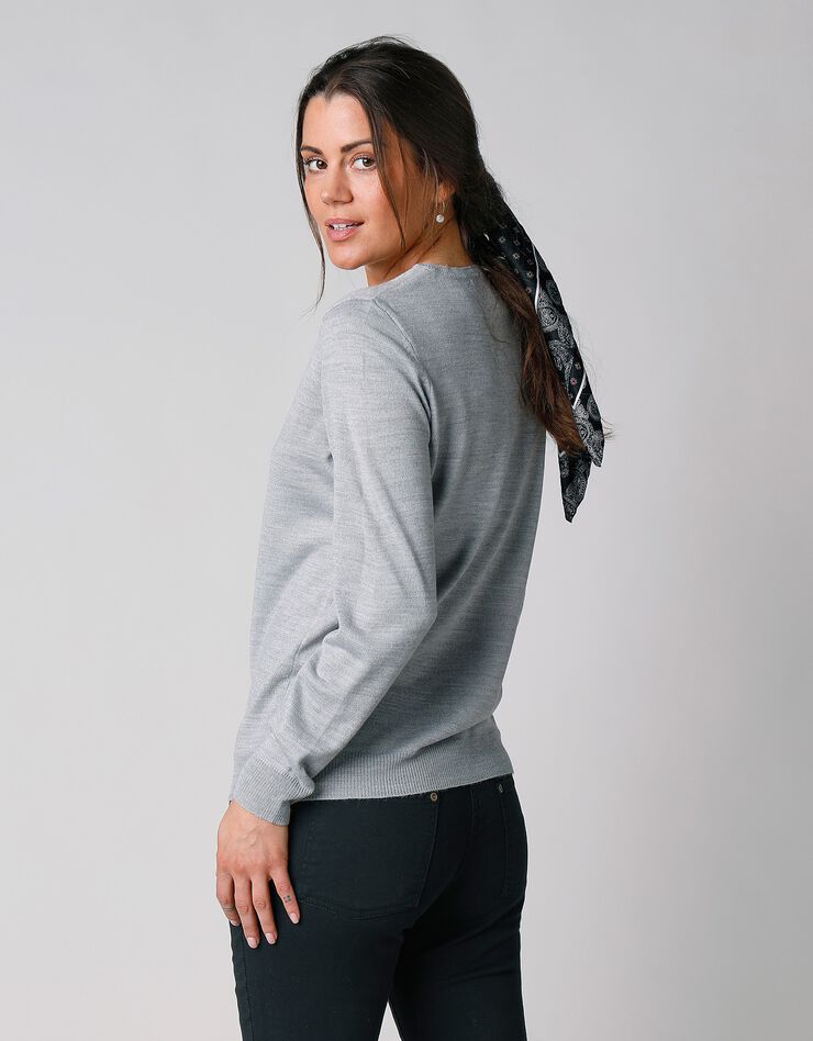 Pull col rond uni toucher cachemire (gris chiné) Pull col rond uni toucher cachemire (gris chiné)