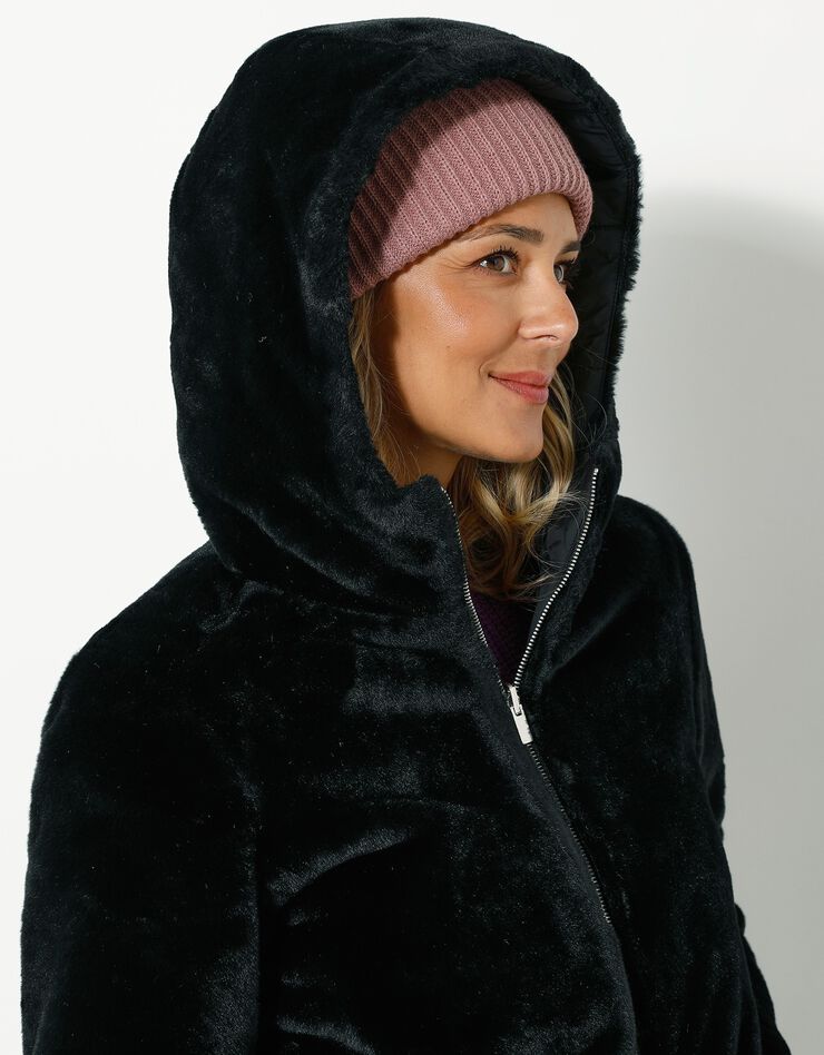 Veste fausse fourrure r?�versible en doudoune, noir | Blancheporte