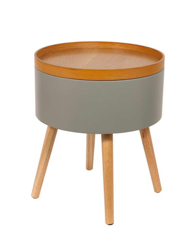 Table d’appoint-coffre bicolore (gris)