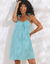 Robe bretelles tressées, gaze de coton (bleu lagon)