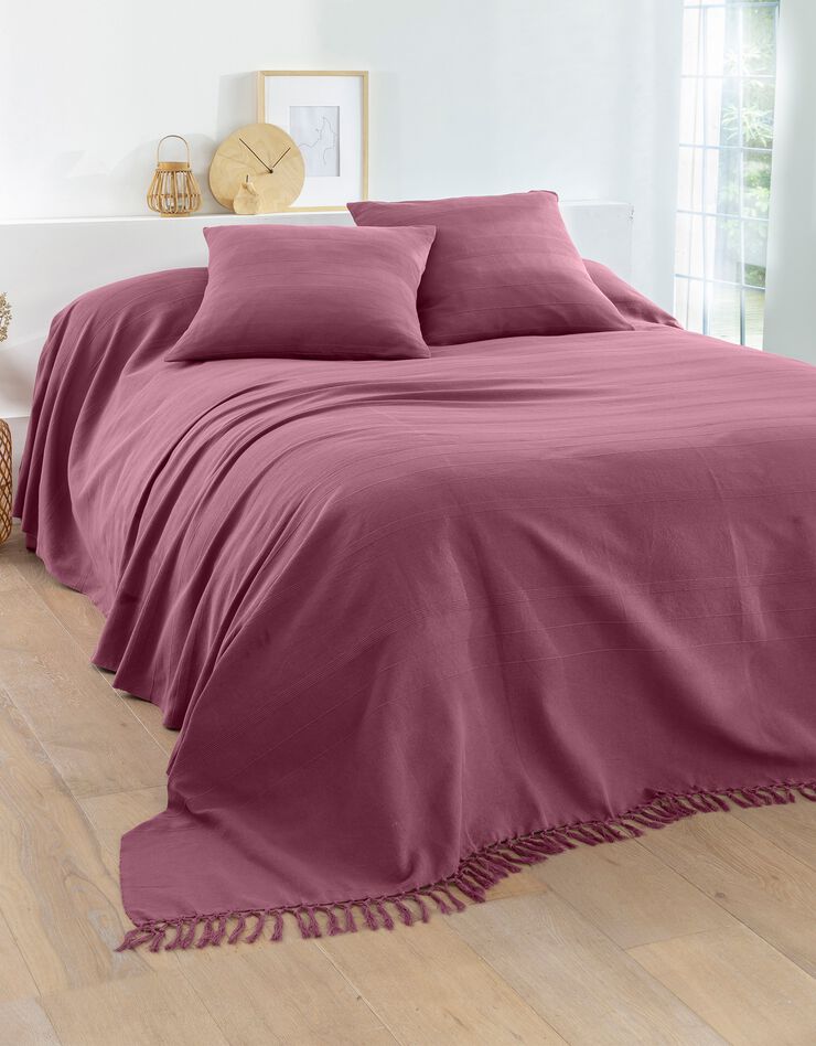 Plaid ou jeté uni coton tissage artisanal (orchidee)