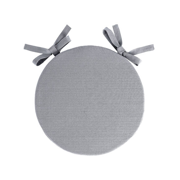 Coussin d'assise uni rond bachette (gris perle)