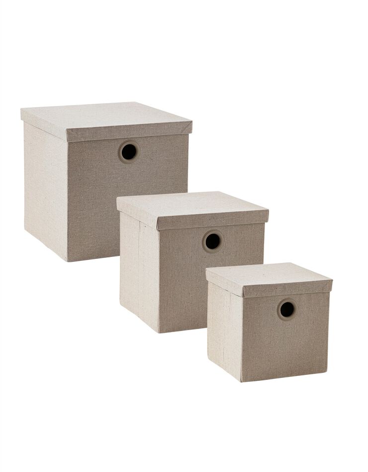 Boîte rangement pliable unie avec couvercle (beige)