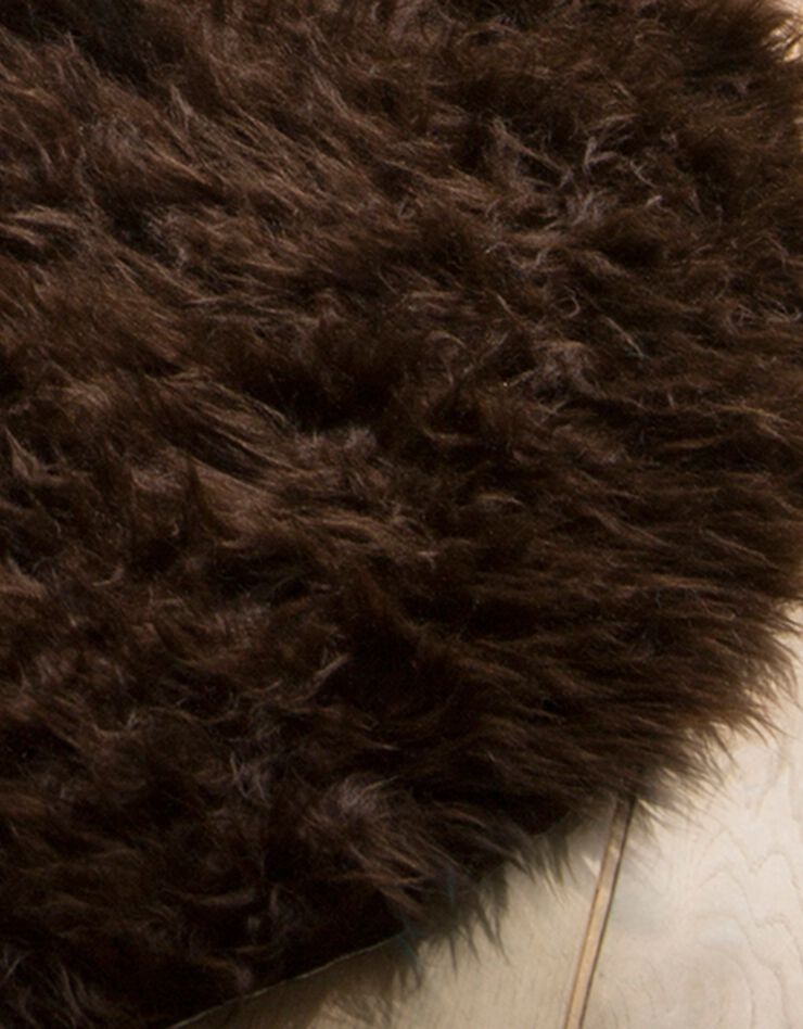 Tapis rond poils longs (chocolat)