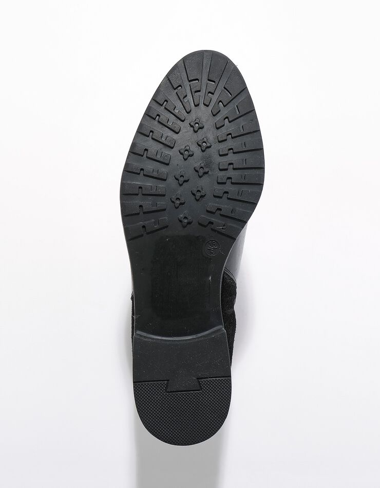 Boots cuir bi-matière détail rivet (noir)