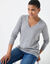 Pull col V, toucher doux (gris chiné)