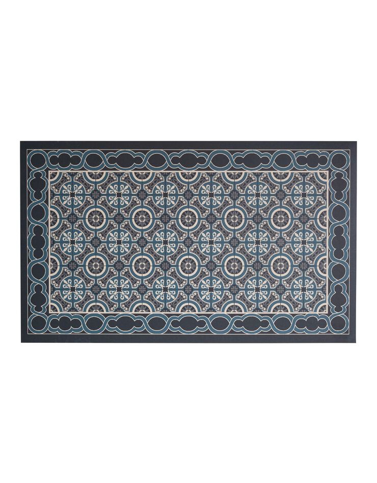Tapis vinyle effet carreaux de ciment (bleu/gris/noir) Tapis vinyle effet carreaux de ciment (bleu/gris/noir)