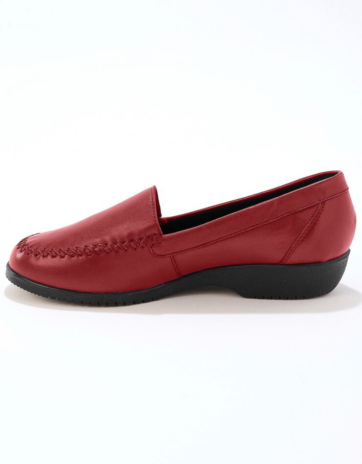 Mocassins largeur confort en cuir souple - uni  (bordeaux)