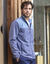 Sweat zippé col montant maille doublée molleton (bleu chiné)