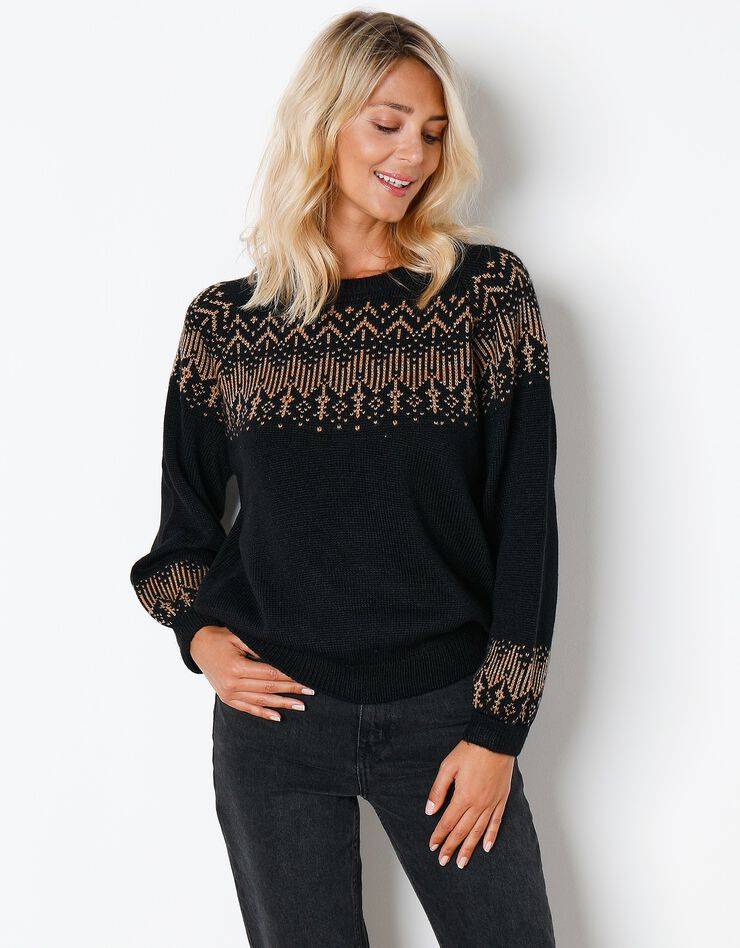 Pull jacquard cuivré (noir / cuivre) Pull jacquard cuivré (noir / cuivre)