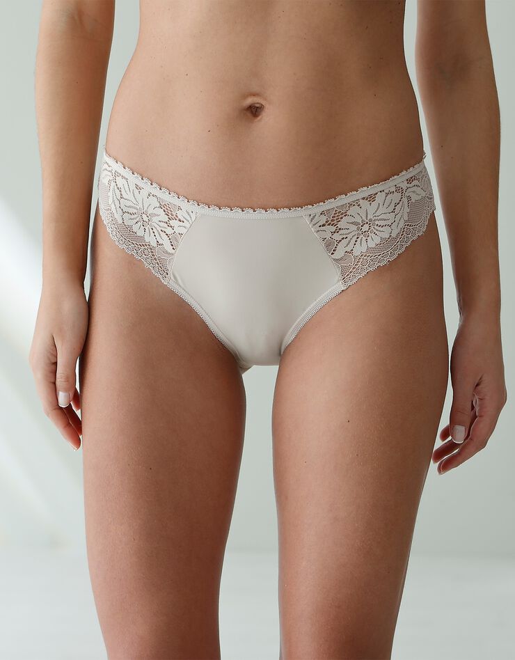 Culotte forme tanga microfibre et dentelle stretch - lot de 2 (coquillage) Culotte forme tanga microfibre et dentelle stretch - lot de 2 (coquillage)