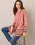 Gilet cape base jacquard, col montant (rose grisé)